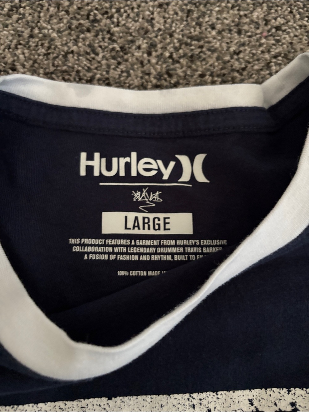 Hurley Navy and White Short Sleeve Ringer Tee with Red Star Detail - Picture 2 of 6